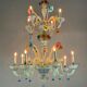 Venetian chandelier in multi-colored Murano glass, 11 light arms on two levels circa 1880