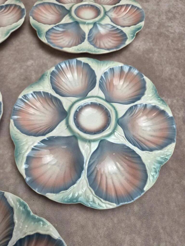 Set of 5 oyster plates Digoin Sarreguemines no. 32 – Antique majolica