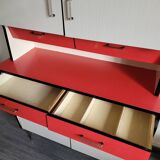 Vintage red and white formica sideboard