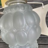 Suspension in bubbled frosted glass with its openwork entourage 70s