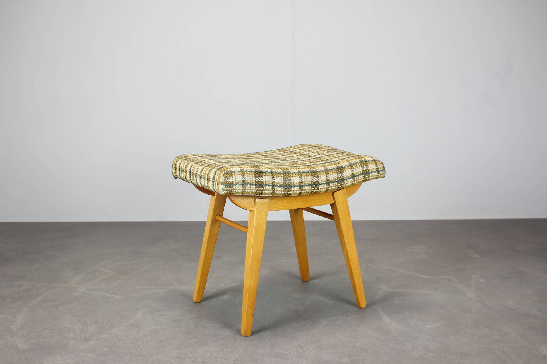 Mid-Century Upholstered Stool or Footstool, Czechoslovakia, 1970