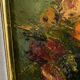 Huile nature morte, cadre bois vitré