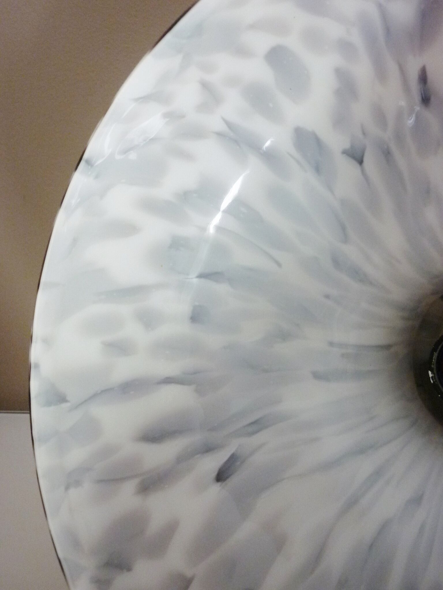 Pendant light in white opal glass with black speckles, 1960s/1970s