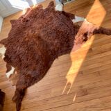 Large vintage natural cowhide carpet 195x188cm