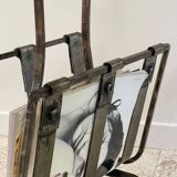 Vintage Brutalist Steel Magazine Rack