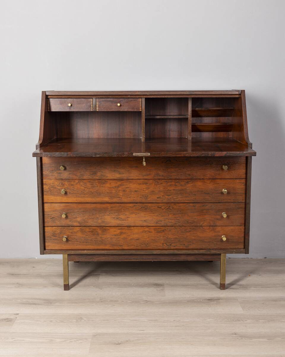 Vintage 1960s wooden secretaire sideboard design G.Frattini for Bernini