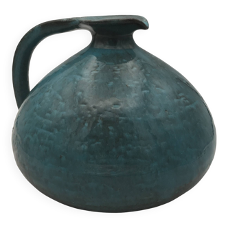 Ball-shaped vase in blue enamelled stoneware by Gérard HOFFMANN