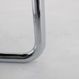 1940s Rare Restored Bauhaus Chrome Plated Adjustable Armchair in White Leather, Czechoslovakia