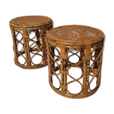 Tables d'appoint vintage en bambou et rotin