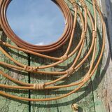 Round rattan mirror