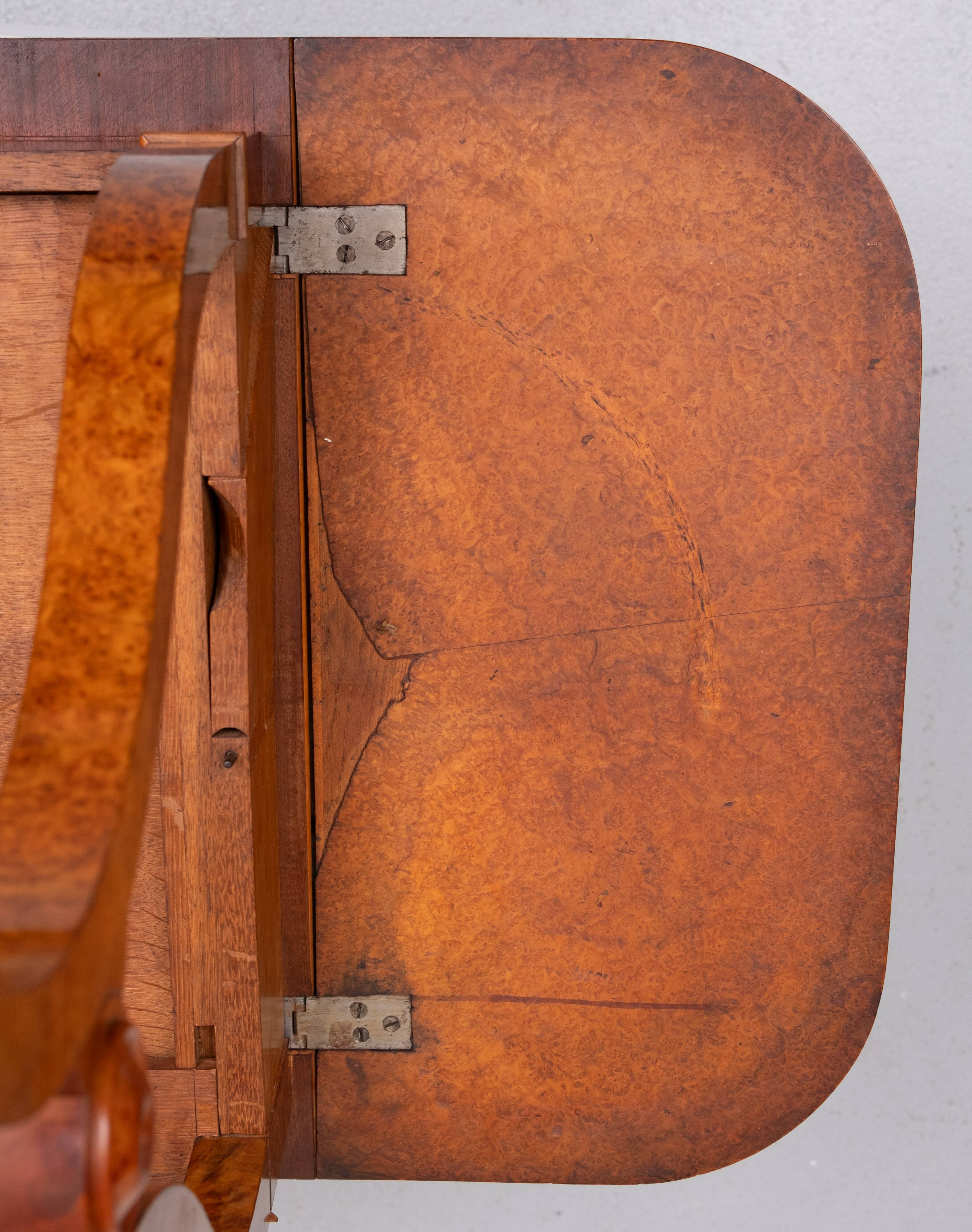 Antique Dutch Empire Burl Wood veneered desk or sofa table