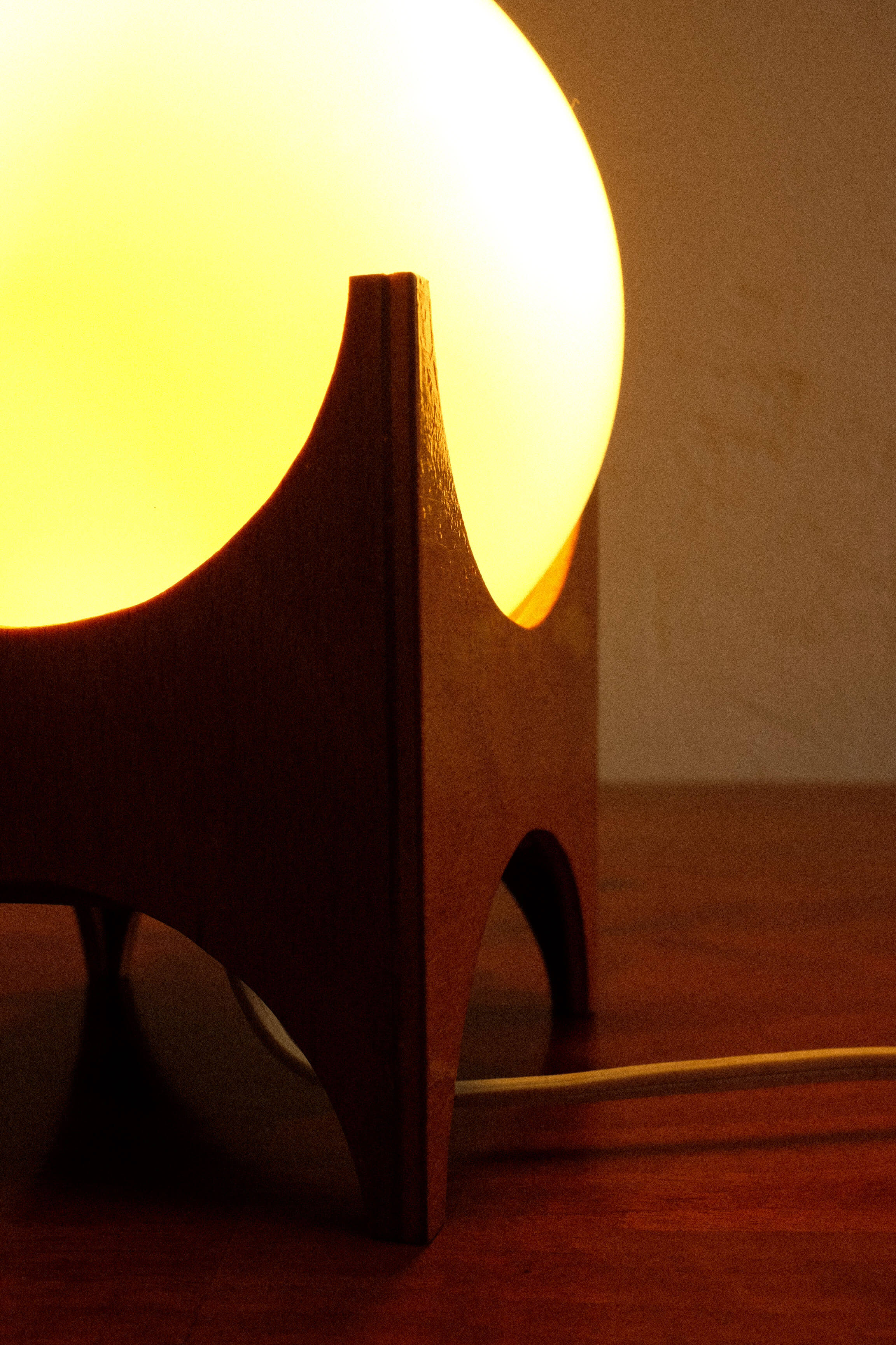 Glass & wood table lamp, Czechoslovakia, 1960s