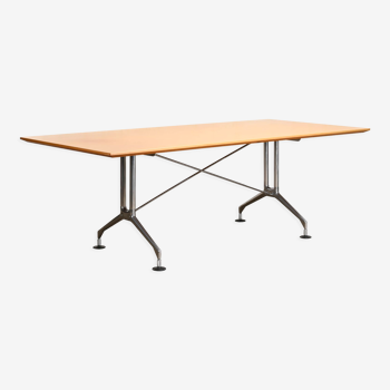 Antonio Citterio Spatio Table in Oak Veneer and Chrome Plated Steel for Vitra