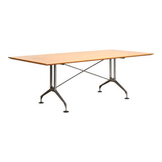 Antonio Citterio Spatio Table in Oak Veneer and Chrome Plated Steel for Vitra