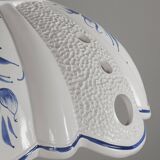 1980s Vintage Hand-Painted Portuguese Pierced Pottery Pendant Lamp