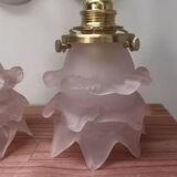 Pair of pink flower tulip wall lights