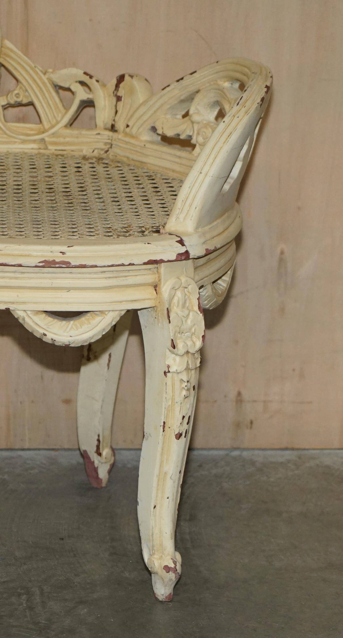 Antique French bergère window bench shabby chic