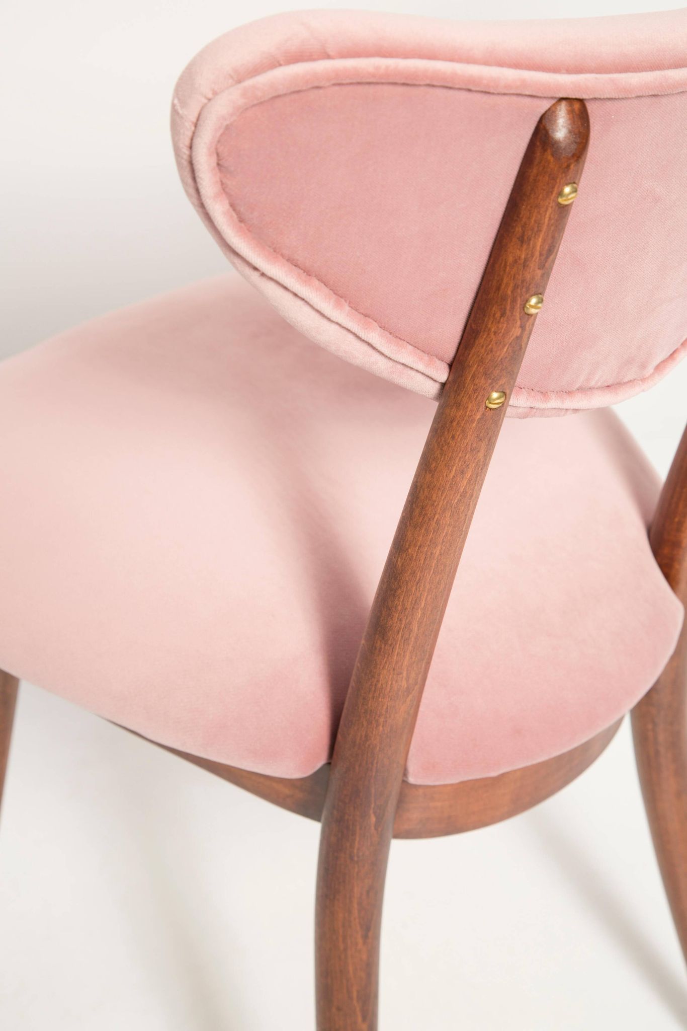 Mid-century light pink velvet heart-shaped chair, Europe, 1960s.