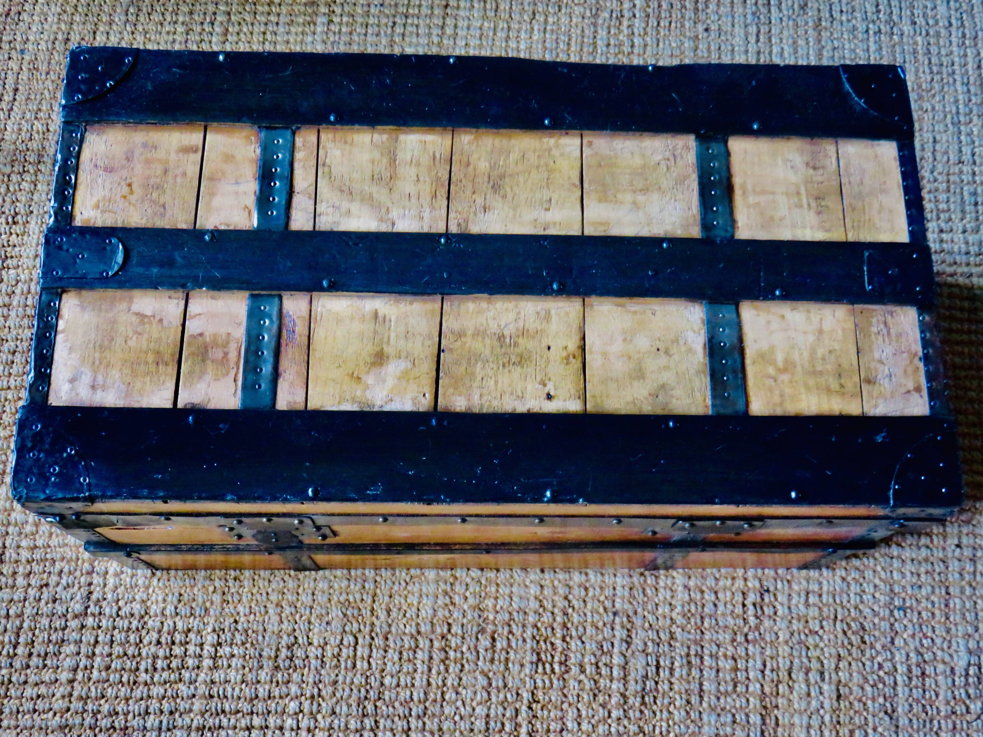 Cargo trunk or seat. Wood and metal, France circa 1900.