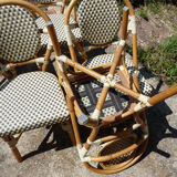Chairs of terrace bistro type parisien in rattan et scoubidou