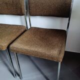 Five chairs in chromed metal and mottled fabric