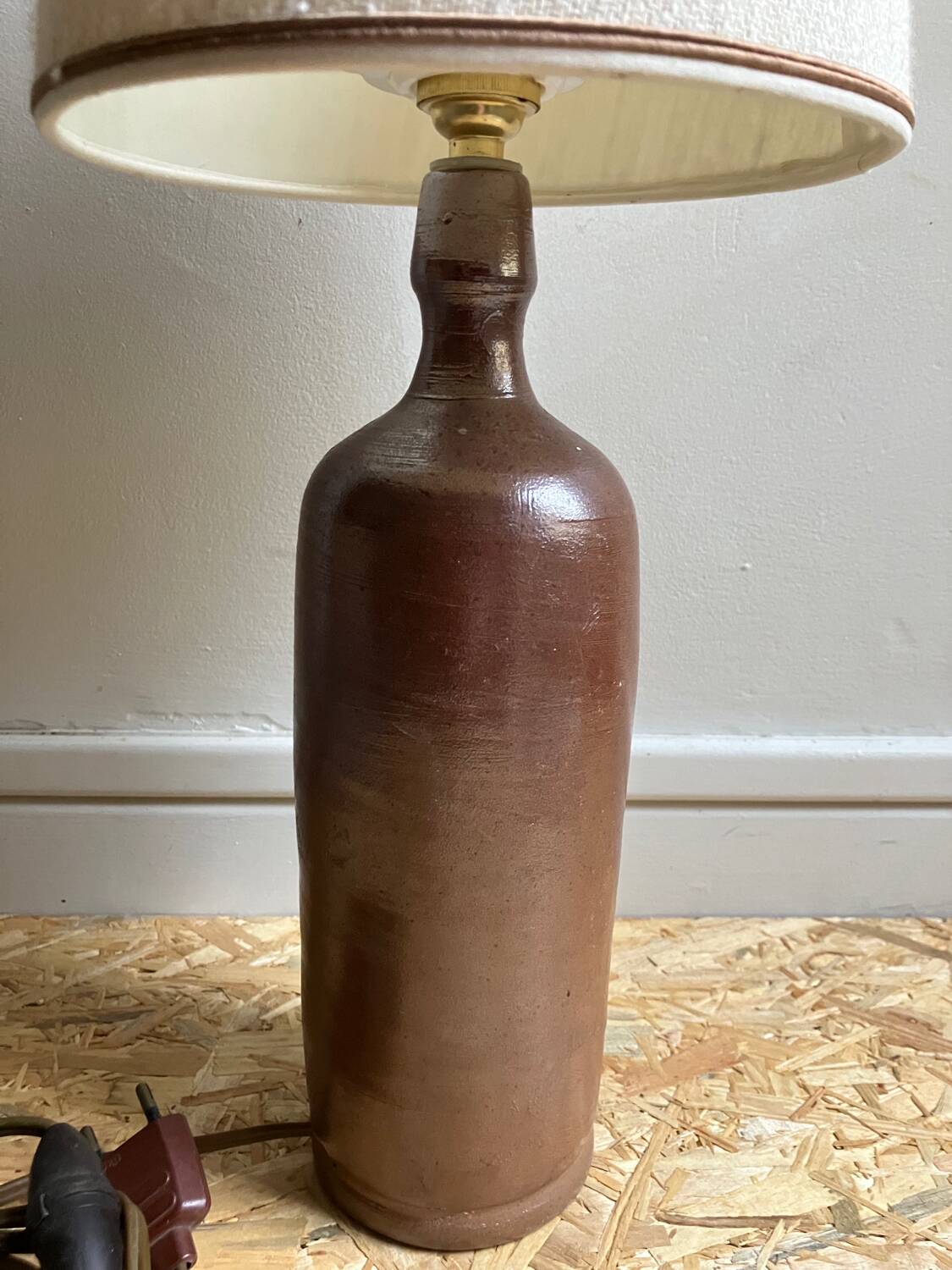 Vintage stoneware bottle lamp