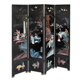 Four-panel lacquered wooden screen with Coromandel decoration.