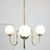 Lustre doré vintage en verre opalin