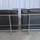 Set of 2 Mid-century Black Leather Lounge Chairs / Italian Design Armchairs