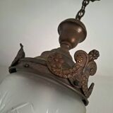 Luminaire gland art déco à suspendre, lustre ancien