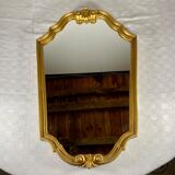 Miroir hexagonal en bois doré