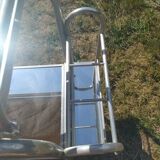 Modernist aluminum trolley with mirrored tops