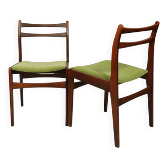 Vintage dining chairs set of 2 green grass Danish modern design