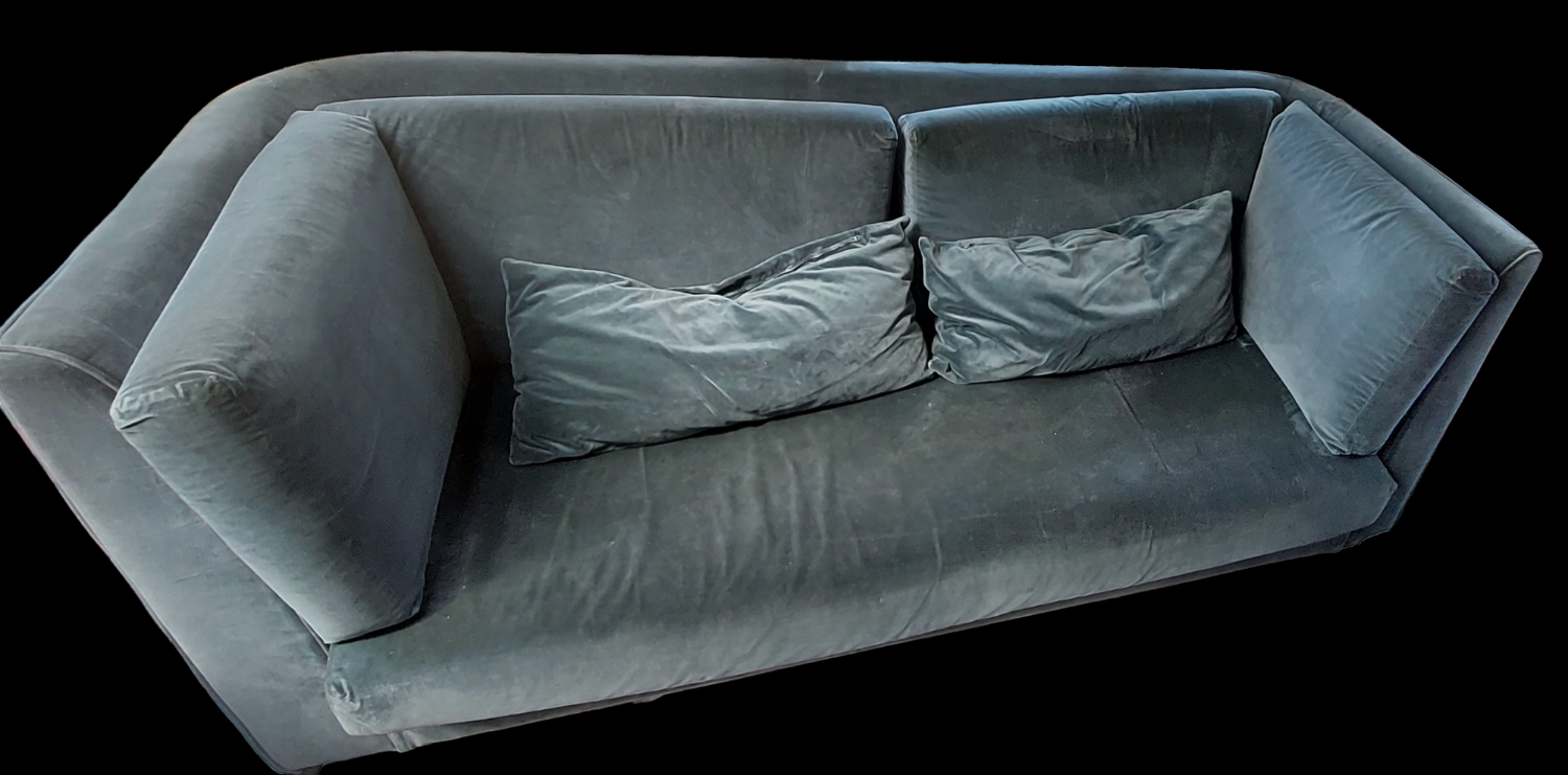 Green velvet 3-seater sofa
