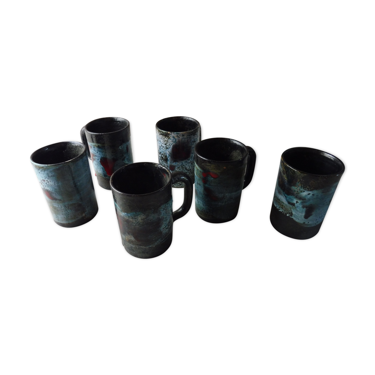 Lot of 6 cups, terracotta, from Vallauris