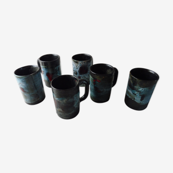 Lot of 6 cups, terracotta, from Vallauris
