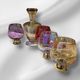 Harlequin liqueur/cognac decanter and 6 glasses, 1950s