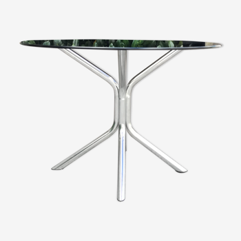 Smoked glass round table - Ø118