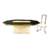 Table design vintage en laiton gravé par Roger Vanhevel