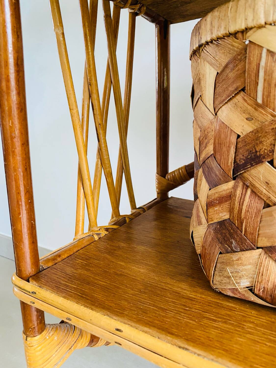 Vintage rattan shelf