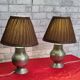 pairs of tin lamps and pleated lampshades h40x26 electricity to super condition standards