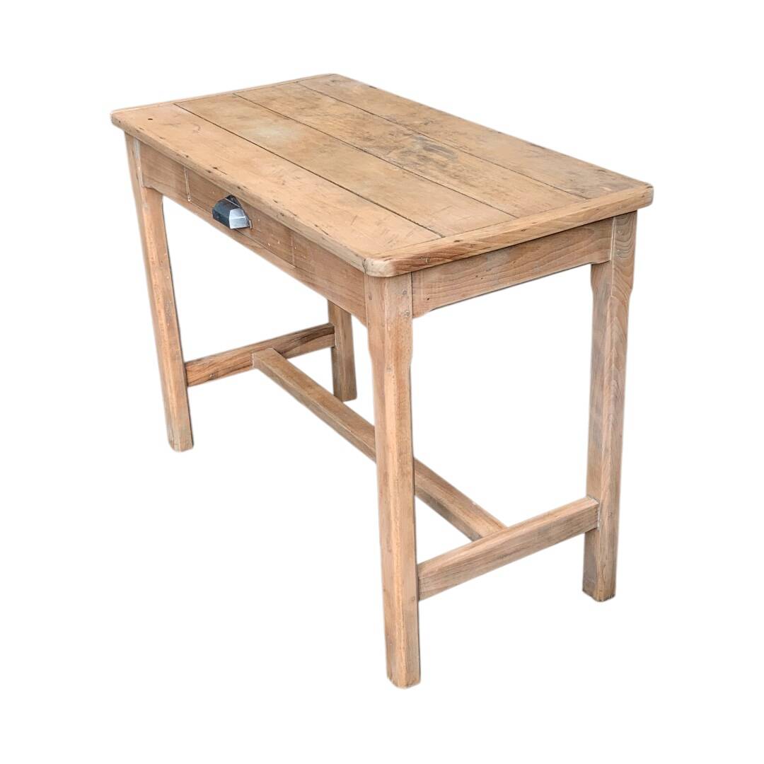 Art Deco farmhouse table in raw wood