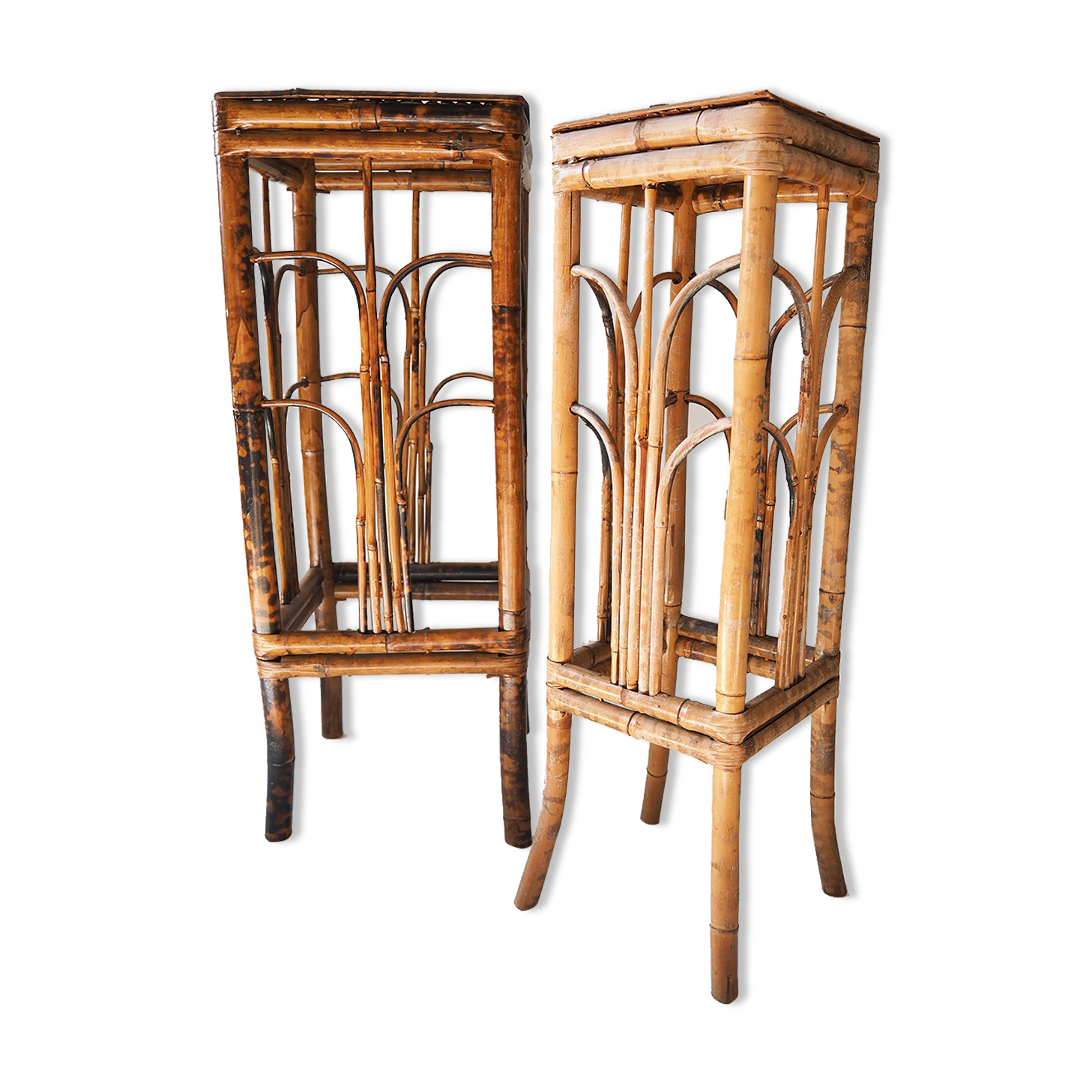 Pair of bamboo and vintage rattan harnesses