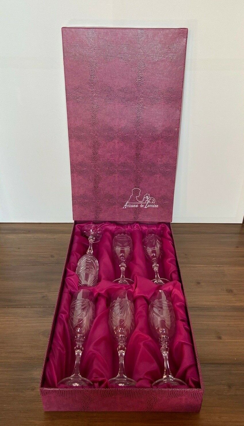 6 flutes a champagne cristal de lorraine modele gerard coffret signe