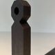 Pair of Minimalist Modernist Wrought Iron Chenets with Torch Holders in Nut Design