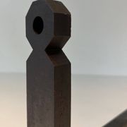 Pair of Minimalist Modernist Wrought Iron Chenets with Torch Holders in Nut Design