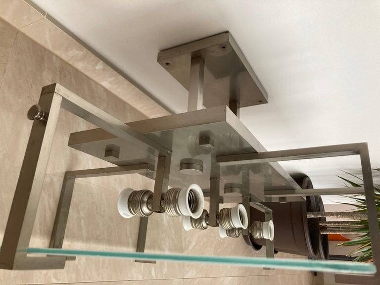 Unique Bauhaus Chrome Ceiling Lamp / Flush Mount, 1930s