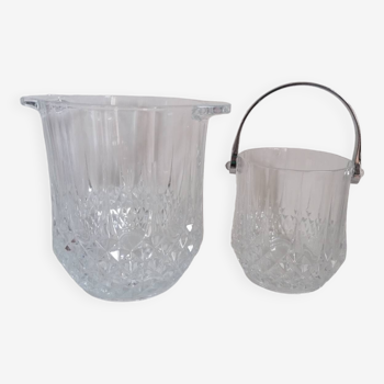 Set of 2 champagne crystal buckets with ice cubes