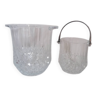 Set of 2 champagne crystal buckets with ice cubes