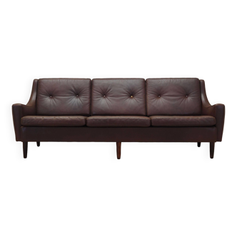 Brown leather sofa, Danish design, 1960s, designer: Edmund Jørgensen